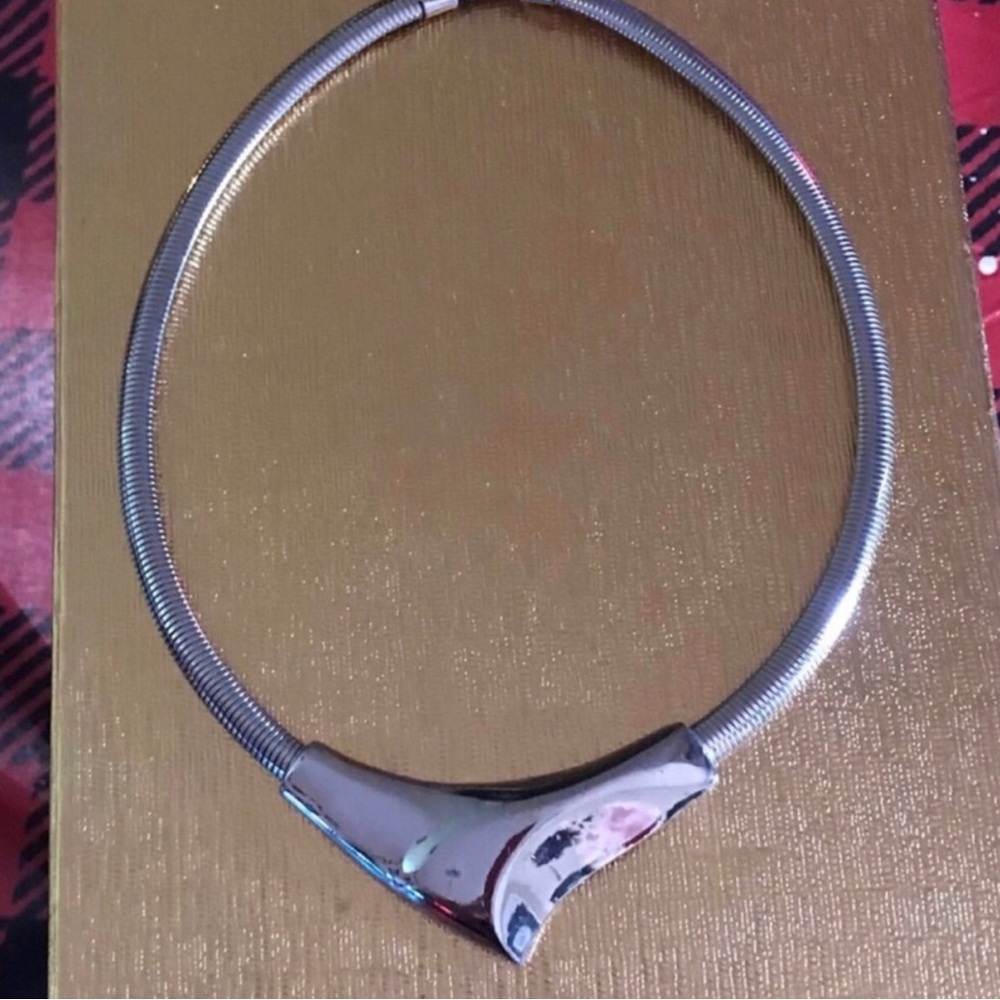 Silver Tone V-Shaped Collar Necklace - Women Jewelry